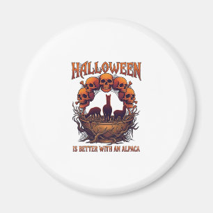 Halloween ist besser Alpaka Orange Schädel Spinne  Magnet