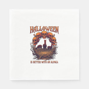 Halloween ist besser Alpaka Orange Schädel Spinne  Serviette