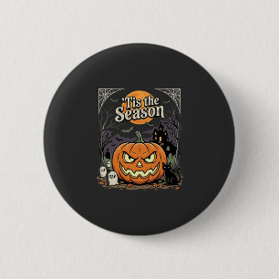 Halloween ist die Saison Kürbis Katze Design_1 Button