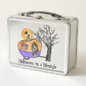 Halloween ist ein Lifestyle | Camper | Anhänger Metall Brotdose (Vorderseite)