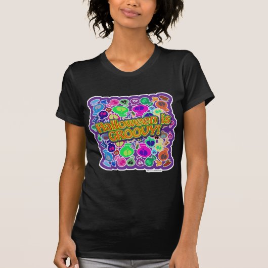 Halloween ist Groovy Spooky Slogan Design T-Shirt (Vorderseite)