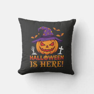 Halloween ist hier Hexe Kürbis Vektor Kissen