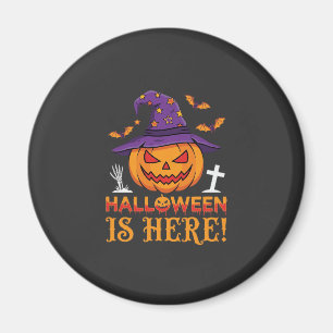 Halloween ist hier Hexe Kürbis Vektor Magnet