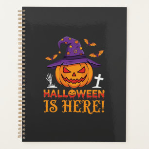 Halloween ist hier Hexe Kürbis Vektor Planer