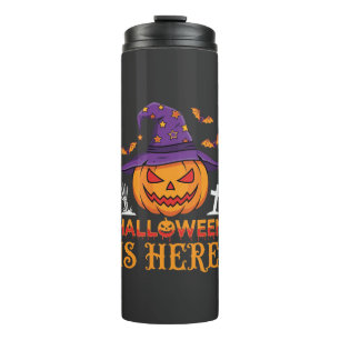 Halloween ist hier Hexe Kürbis Vektor Thermosbecher