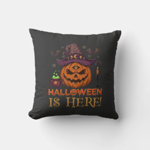 Halloween ist hier Kürbis Hexenhut Magischer Kesse Kissen