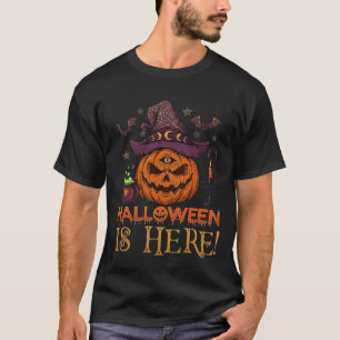 Halloween ist hier Kürbis Hexenhut Magischer Kesse T-Shirt