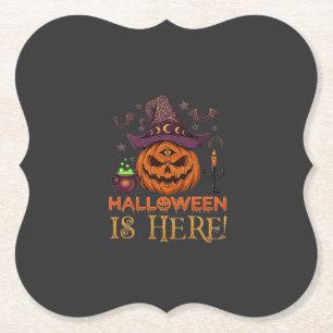 Halloween ist hier Kürbis Hexenhut Magischer Kesse Untersetzer