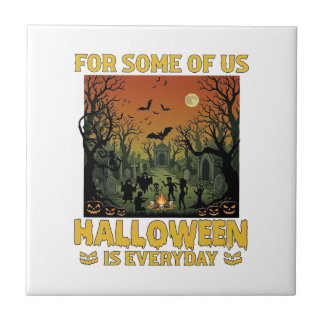 Halloween Ist Jeden Tag Friedhof Zombies Lagerfeue Fliese