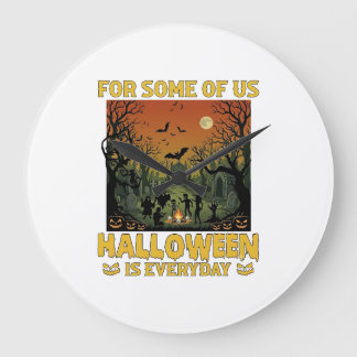 Halloween Ist Jeden Tag Friedhof Zombies Lagerfeue Große Wanduhr