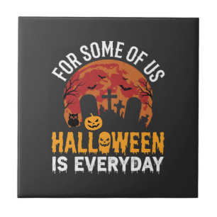 Halloween Ist Jeden Tag Gruseliger Friedhof Mond Fliese