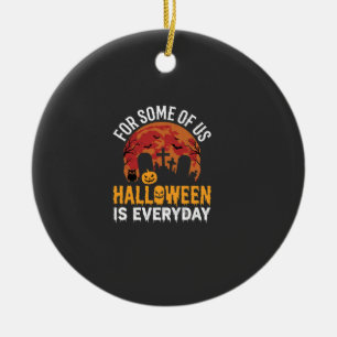 Halloween ist jeden Tag Gruseliger Friedhof Mond Keramik Ornament