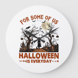 Halloween ist jeden Tag Hexe Silhouette Vollmond G Große Wanduhr