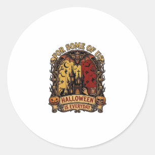 Halloween Ist Jeden Tag Spukhaus Fledermäuse Kürbi Runder Aufkleber