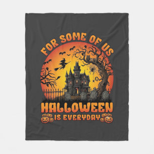 Halloween Ist Jeden Tag Spukhaus Hexe Mond_1 Fleecedecke