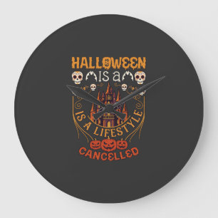 Halloween Ist Lifestyle Abgesagt Schloss Schädel P Große Wanduhr