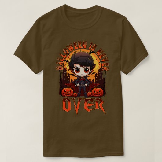 Halloween ist nie über Chibi Vampire Boy T-Shirt (Design vorne)