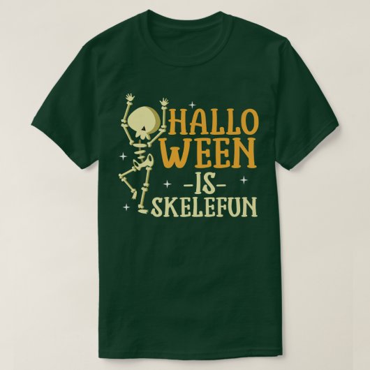 Halloween ist Skelefun Funny Niedlich Skeletter Pu T-Shirt (Design vorne)