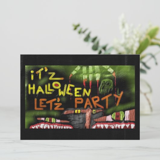Halloween 'It'z Halloween Lass'z Party' Einladung (Stehend Vorderseite)