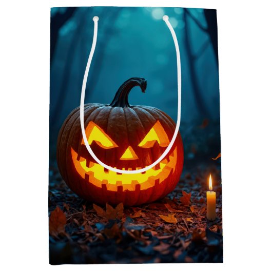 Halloween-Jack in Holz Mittlere Geschenktüte (Vorderseite)