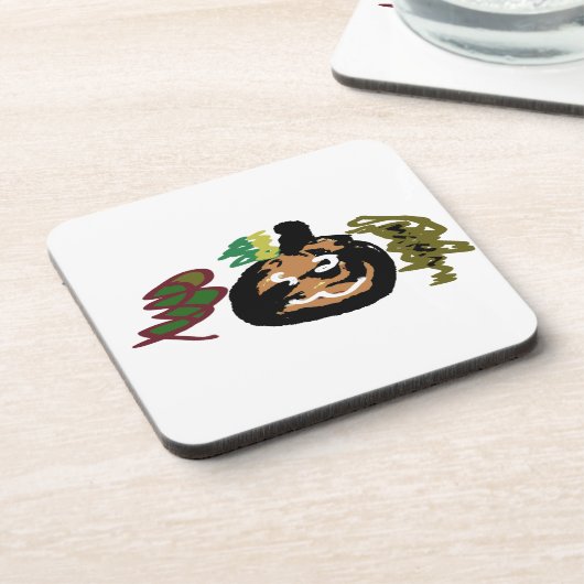 Halloween-Jack "Laternenkaffee" Getränkeuntersetzer (Linke Seite)