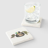 Halloween-Jack "Laternenkaffee" Steinuntersetzer (Seitenansicht)