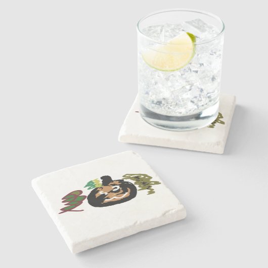 Halloween-Jack "Laternenkaffee" Steinuntersetzer (Seitenansicht)