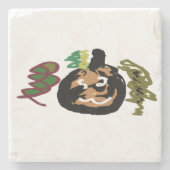 Halloween-Jack "Laternenkaffee" Steinuntersetzer (Vorderseite)