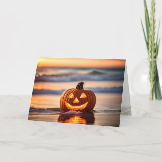 Halloween Jack-o-Lantern am Strand Feiertagskarte