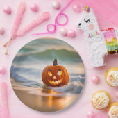 Halloween Jack-o-Lantern am Strand Pappteller (Party)
