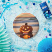 Halloween Jack-o-Lantern am Strand Pappteller (Party)