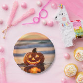 Halloween Jack-o-Lantern am Strand Pappteller (Party)