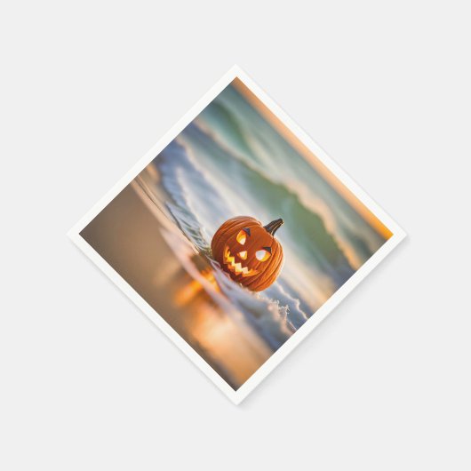 Halloween Jack-o-Lantern am Strand Serviette (Ecke)