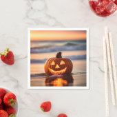 Halloween Jack-o-Lantern am Strand Serviette (Beispiel)