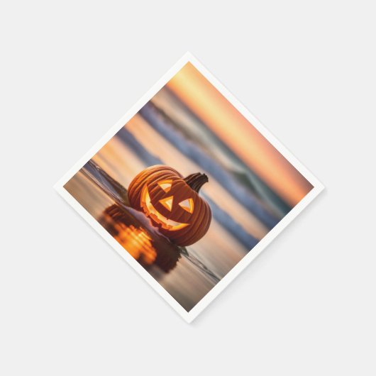 Halloween Jack-o-Lantern am Strand Serviette (Ecke)