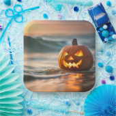 Halloween Jack-o-Lantern an der Küste Pappteller (Party)