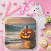 Halloween Jack-o-Lantern an der Küste Pappteller (Party)