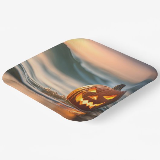 Halloween Jack-o-Lantern an der Küste Pappteller (Gewinkelt)