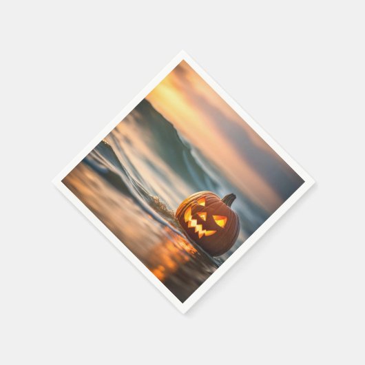 Halloween Jack-o-Lantern an der Küste Serviette (Ecke)