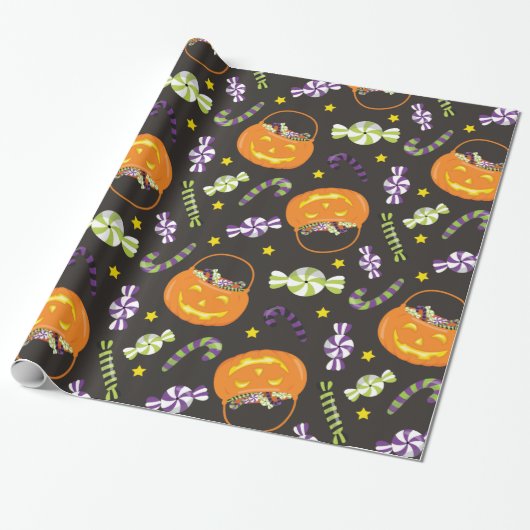 Halloween Jack o' Lantern Candy Geschenkpapier (Ungerollt)