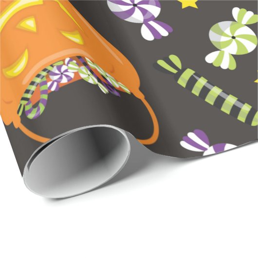 Halloween Jack o' Lantern Candy Geschenkpapier (Rolleneckpunkt)