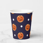Halloween Jack-O-Lantern Cookie Navy Polka Dots Pappbecher (Links)