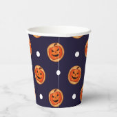 Halloween Jack-O-Lantern Cookie Navy Polka Dots Pappbecher (Rechts)