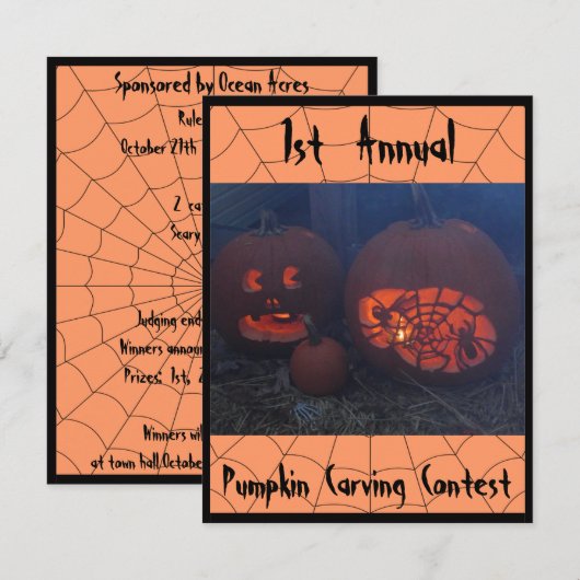 Halloween Jack-O-Lantern - Einladung (Vorne/Hinten)