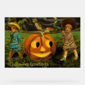 Halloween Jack-o-Lantern Ernteabend von Kindern Acrylschild (Vorderseite)