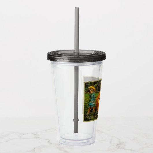 Halloween Jack-o-Lantern Ernteabend von Kindern Acryltrinkbecher (Rechts)