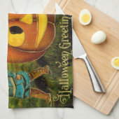 Halloween Jack-o-Lantern Ernteabend von Kindern Geschirrtuch (Viertel Falte)