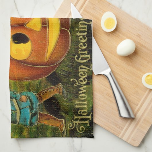 Halloween Jack-o-Lantern Ernteabend von Kindern Geschirrtuch (Viertel Falte)