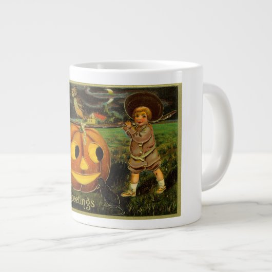 Halloween Jack-o-Lantern Ernteabend von Kindern Jumbo-Tasse (Vorderseite Rechts)