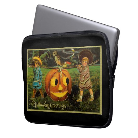 Halloween Jack-o-Lantern Ernteabend von Kindern Laptopschutzhülle (Vorderseite Links)